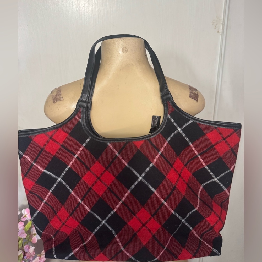 Victoria's Secret Red and Black Checkered Tote - Picture 5 of 6